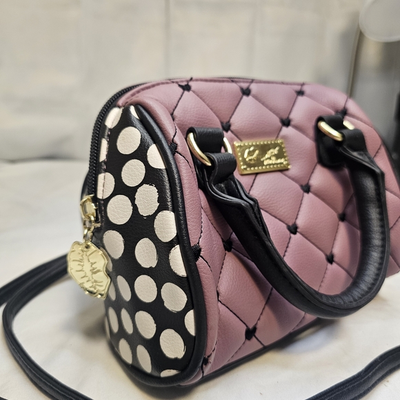 Betsey Johnson Mauve and Black Quilted Handbag - Picture 3 of 8
